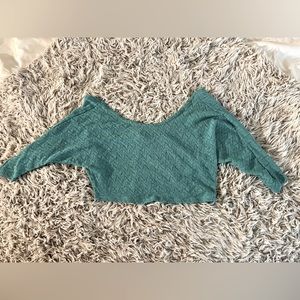 Teal crop top w chevron print